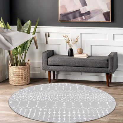 Lahome Moroccan Entry Rug 2x3, Non-Slip Washable Front Indoor Door Mat Rubber Backing Low-Profile Door Rugs, Small Geometric Print Distressed for Entryway Bathroom Kitchen, Black Hana
