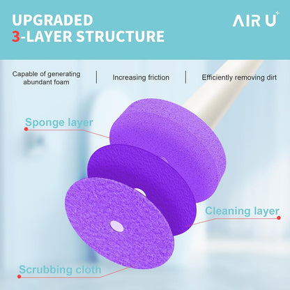 AIR U+ Disposable Toilet Brush, Toilet Bowl Cleaning System with 24 Count Wand Refill, Clean Brush Starter Kit with 1 Toilet Wand, 1 Storage Caddy and 1 Fragrant Tablet (1 + 24)
