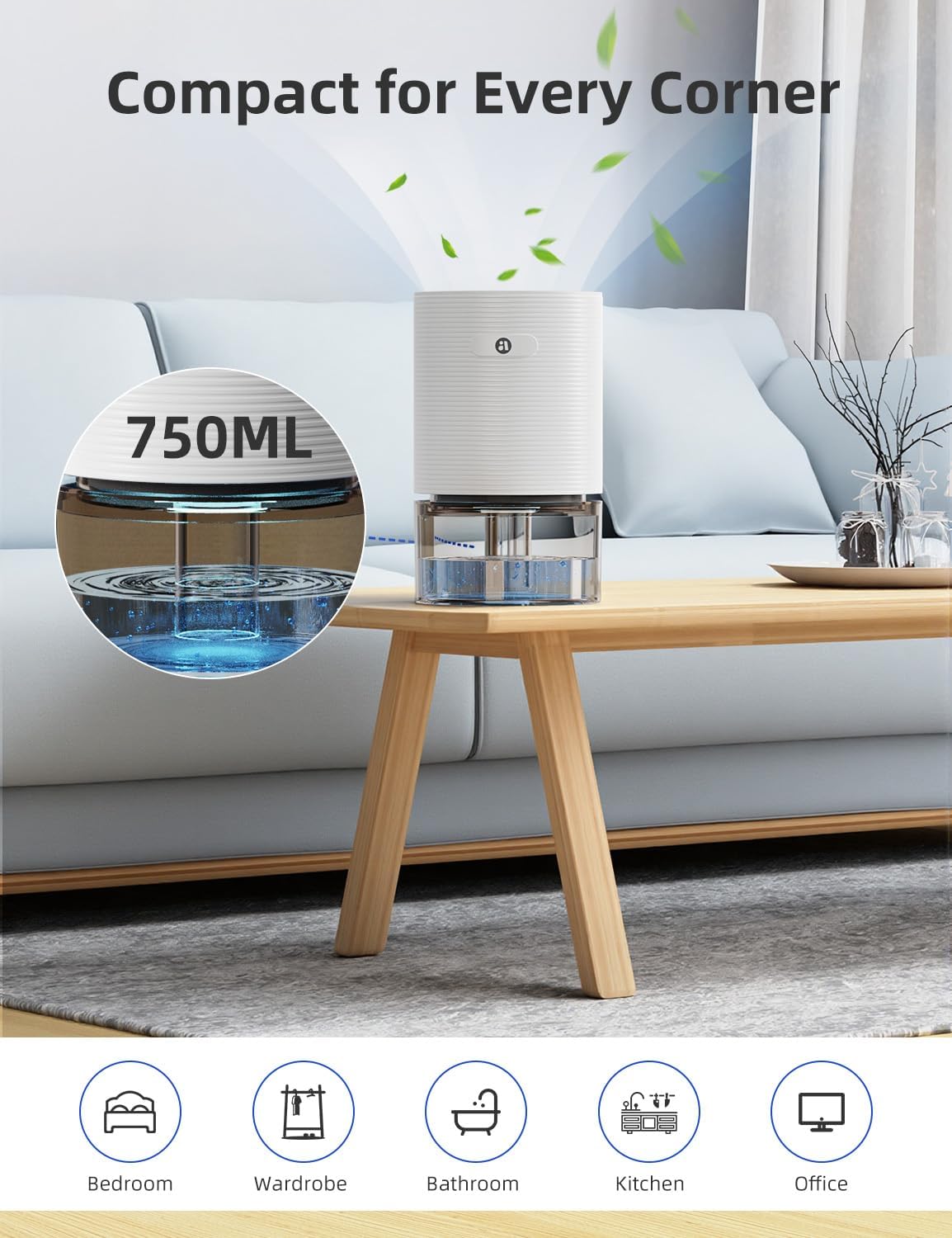 Small Dehumidifiers for Bathroom, Bedroom, Dorm Room, Home, RV, Closet, Wardrobe, Office, Portable Dehumidifier with Auto Shut Off, Auto Defrost, Colorful Light, Ultra Quiet, Energy Saving, 35 OZ