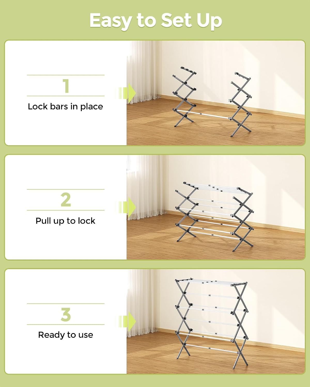 APEXCHASER Drying Rack Clothing - 3 Tier Metal Clothes Drying Rack Collapsible, Laundry Drying Rack Expandable, Small Clothe Airer for Baby Clothes Towel Bib Sock Indoor Outdoor Use(White)