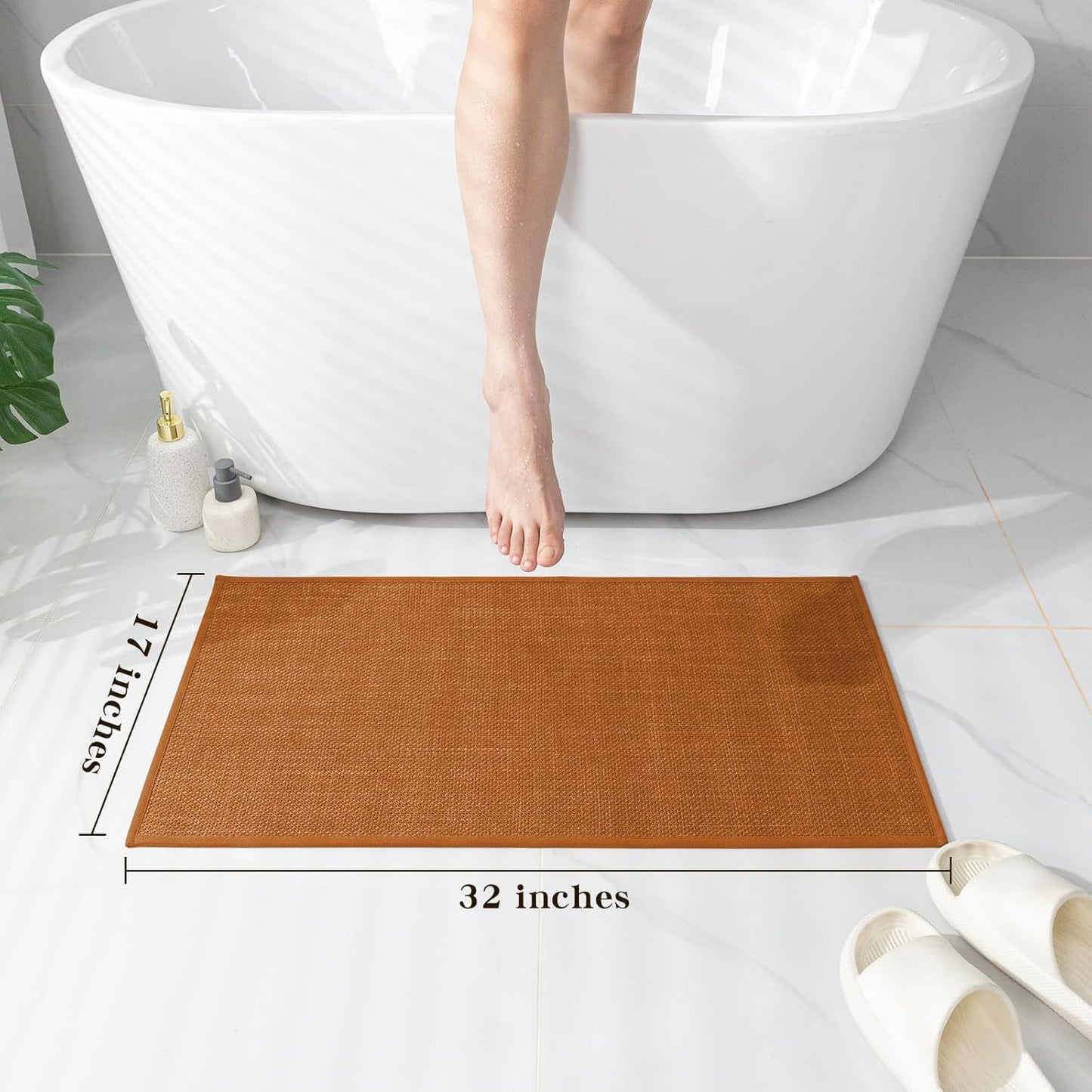chakme Bathroom Rugs Mat 24x17, Ultra Thin Non Slip Bath Mat Small Quick Dry Absorbent Bath Mat for Bathroom Floor, (Dark Beige, 24"x17")