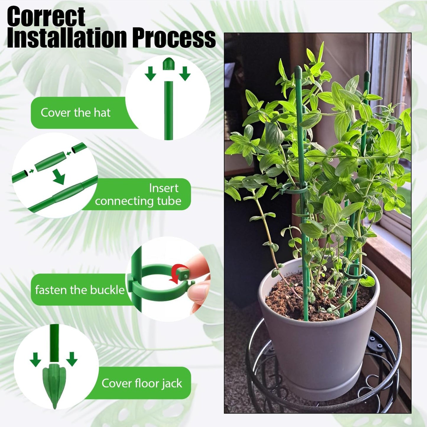 10pcs 15 inch Plant Support Stakes for Indoor Plants | Garden Orchid Sticks Extended to 3ft 4ft 5ft Plant Suport Stakes with Clips for Monstera Tomato Orchid Potted Plants Flower
