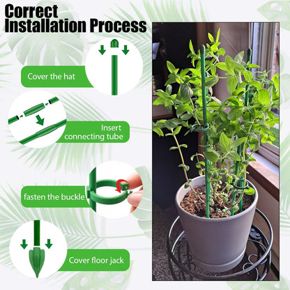 10pcs 15 inch Plant Support Stakes for Indoor Plants | Garden Orchid Sticks Extended to 3ft 4ft 5ft Plant Suport Stakes with Clips for Monstera Tomato Orchid Potted Plants Flower