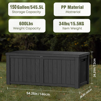EasyUp 50 Gallon Outdoor Storage Box Waterproof Lockable Deck Boxes | UV Resistant Resin, for Garden Tools Cushions Patio Equipment, 300 lbs Capacity, Portable Design, Easy 16-Min Assembly