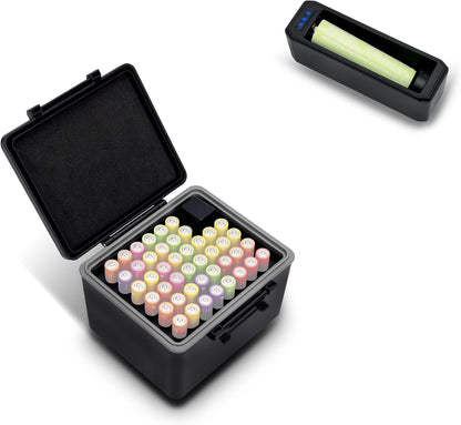 JJC AA AAA Battery Hard Case with Tester Checker, 34 Slots Battery Storage Organizer for 20 AA and 14 AAA Batteries, Water-Resistant and Shockproof Batteries Holder Container