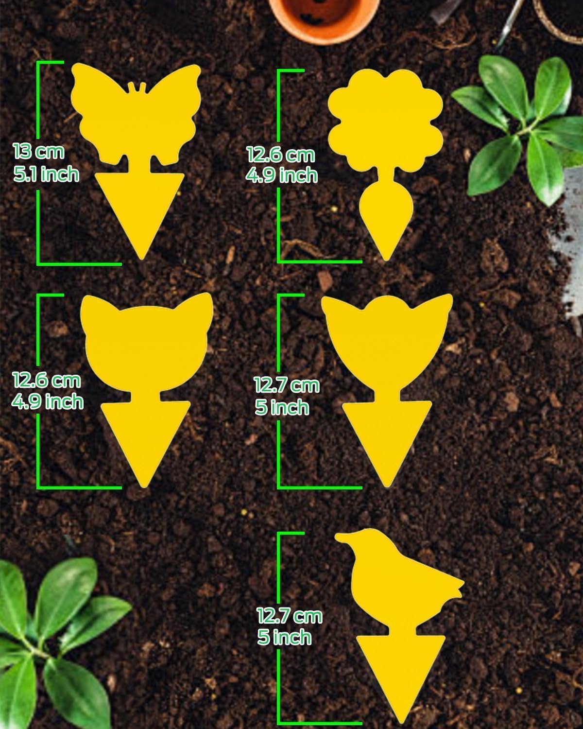 Yellow Sticky Traps for Plant Gnats, 100PCS Fungus Gnat Trap | for Gnat, Fruit Fly, Flying Insects, Bug, Waterproof, Non-Toxic Indoor Outdoor Use for Houseplants, Pots, Garden & Kitchen