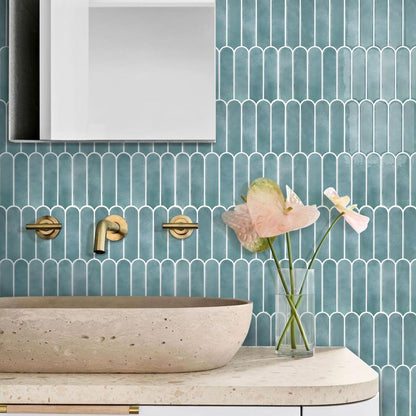 Commomy Thicker Ocean Mist Peel and Stick Backsplash - 10 pcs of 12" x 12" - 3D Adhesive Peel and Stick Tiles Backsplash for Kitchen, Bathroom, Removable, Waterproof, Vinyl Wall Tile