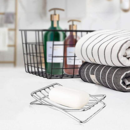 Soap Dish, Stainless Steel Bar Soap Holder for Shower, Self Draining Stand Soap Saver for Bathroom, Kicthen Sink and Countertop, Chrome 1-Pack