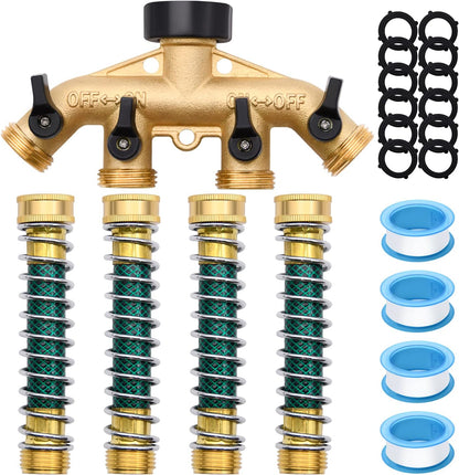 4 Way Hose Splitter with 4pcs Garden Hose Extension Adapter | for Garden