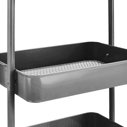 Amazon Basics 3-Tier Rolling Utility Cart, Storage Organizer, Lockable Wheels, Multifunctional Storage, Portable Mobile Shelving Unit, White