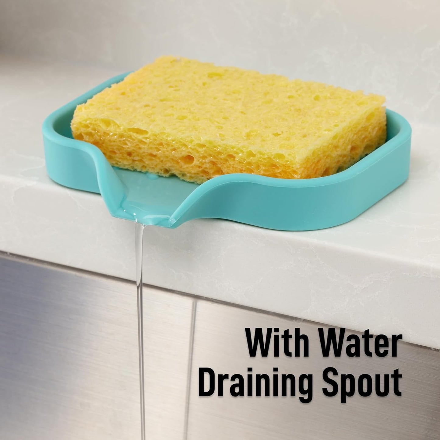 Zulay Kitchen (9x3.5in) Sponge Holder for Kitchen Sink - Flexible Heavy-Duty Multipurpose Sink Caddy - Counter Organizer for Kitchen, Bathroom, Makeup, Trinkets & More! (Grey)