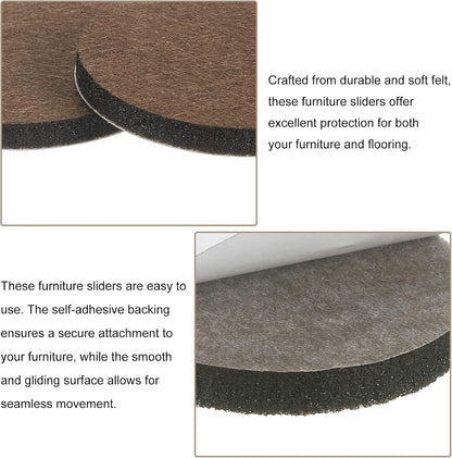 uxcell Furniture Pads, 24Pcs 1.25" - Round Self Adhesive Felt Furniture Pads, Floor Protectors for Furniture Feet Chairs Legs Hardwood Floors (Brown)