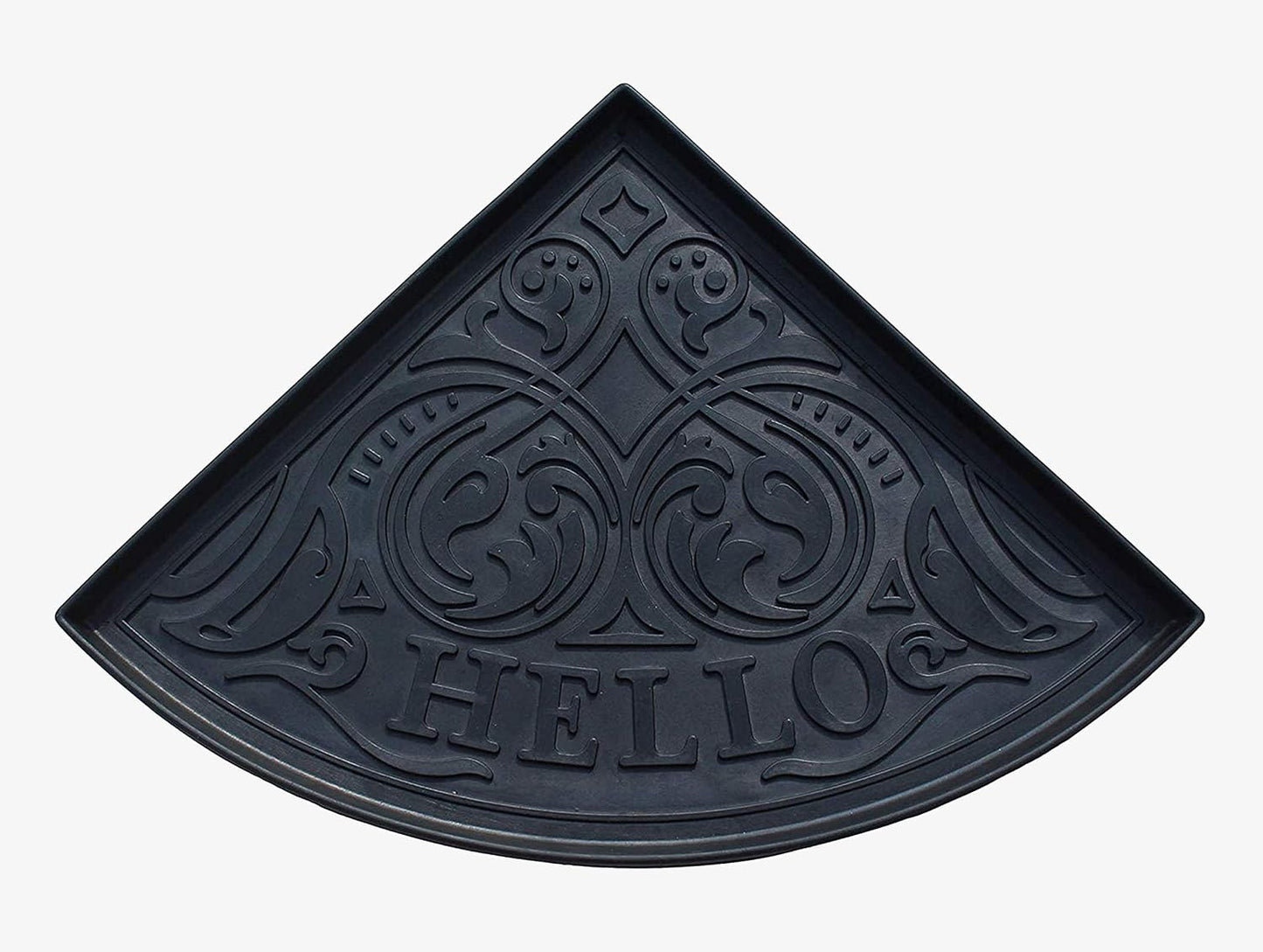 A1HC Heavy Duty Flexible and Durable 100% Rubber Hello Triangle Boot Trays Multi-Purpose for Shoes, Pets, Garden - Mudroom, Entryway, Garage and Scraper Doormat 21.6" X 21.6"