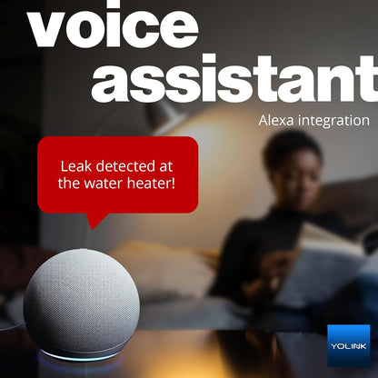 YoLink Water Leak Detector 4 with 105dB Audio Alarm, App Push, Email Alerts and Limited Text, MoveAlert Function, Freeze Warning Water Sensor Alarm w/ Alexa, IFTTT - 1/4 Mile Long Range, Hub Required