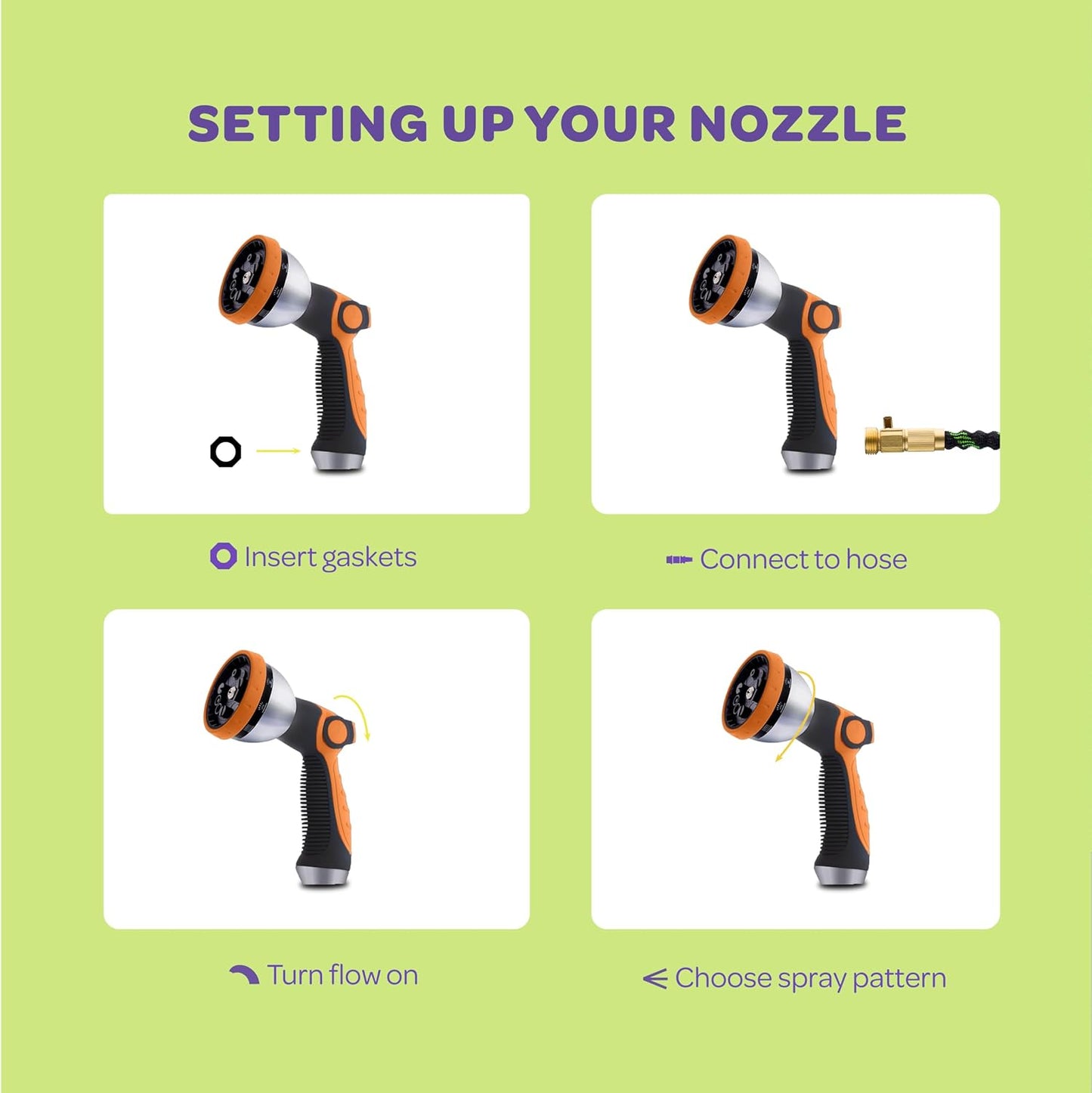Hose Nozzle [Blue] Heavy Duty Hose Sprayer With 10 Adjustable Watering Patterns. Thumb Control Design, Comfortable Ergonomic Grip, Garden Hose Nozzle for Watering Plants & Lawns/Fun showers/Cleaning