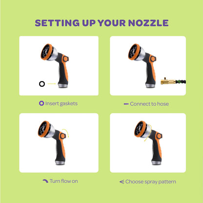 Hose Nozzle [Blue] Heavy Duty Hose Sprayer With 10 Adjustable Watering Patterns. Thumb Control Design, Comfortable Ergonomic Grip, Garden Hose Nozzle for Watering Plants & Lawns/Fun showers/Cleaning