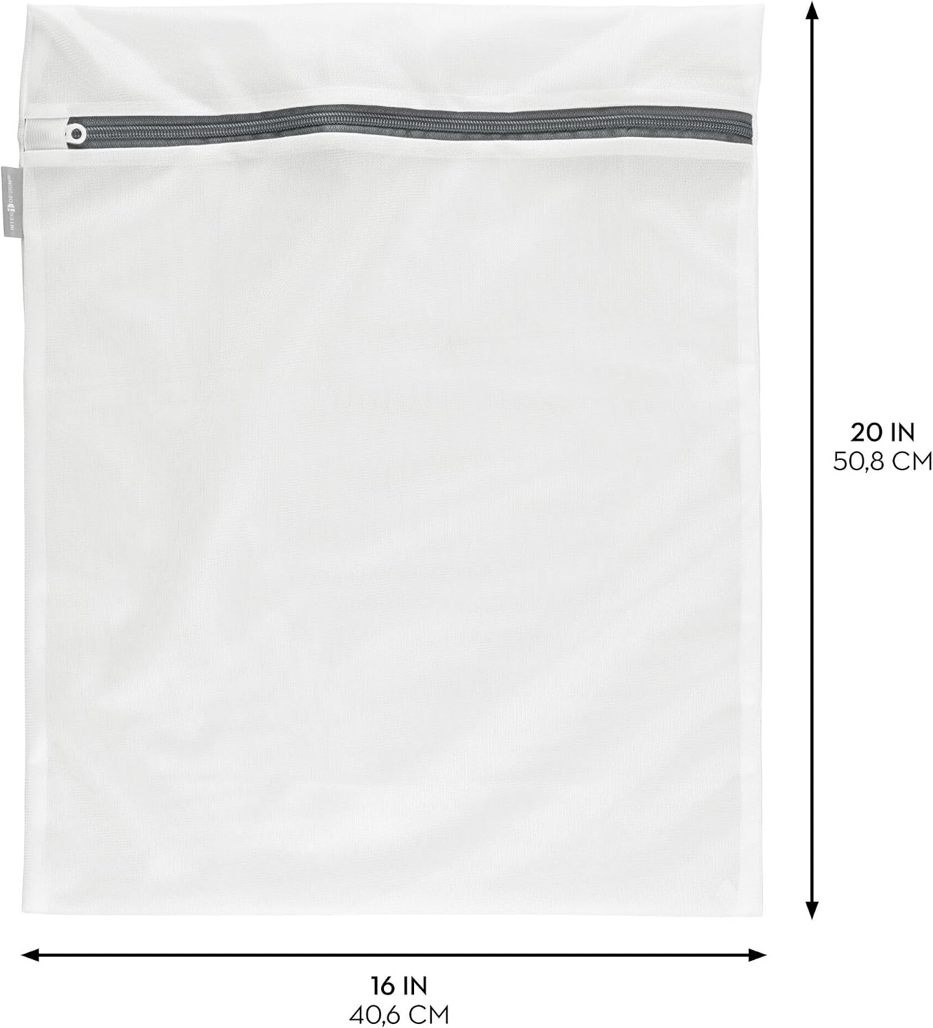 iDesign Mesh Laundry Bags with Built in Zipper for Cleaning Delicates– Set of 2, 1 Medium and 1 Large Bag, White