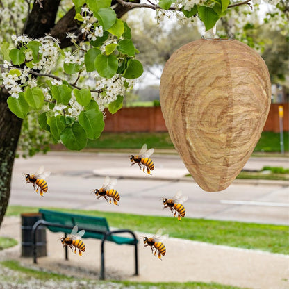 DECYOOL 8 Pack Paper Wasp Nest Decoy Hanging Wasp Deterrent for Wasps Hornets Yellow Jackets