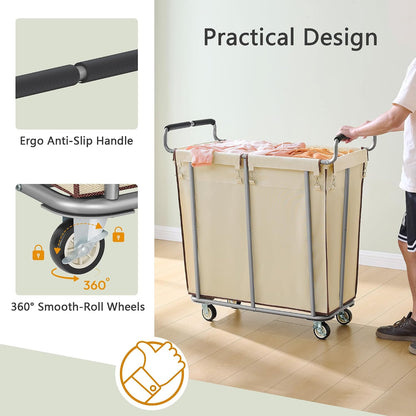Gewudraw Large laundry hamper with Wheels, 3 Bag Big Rolling Laundry Hamper Sorter Cart, Extra Large Laundry Clothes Hamper, Heavy Duty Laundry Basket Organizer for Laundry Room,Bathroom,Black