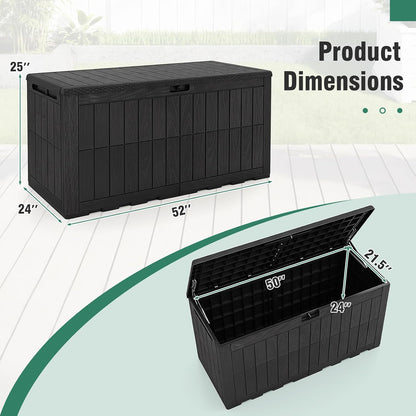 Tangkula 25 Gallon Waterproof Outdoor Storage Box with Lockable Lid | PP Resin, Wicker Patterned, Indoor Outdoor Use, Portable, Versatility, for Deck, Pool, Patio Cushions, Garden Tools