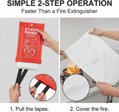 RAINFLOW 40inch Fire Blanket - Emergency Blanket for Home and Kitchen Fiberglass Fire Blanket for Home Office Car Warehouse Grill Camping Essentials Survival Safety