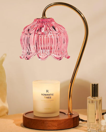 Funistree Flower Candle Warmer Lamp with Timer, Dimmable Candle Lamp Warmer, Christmas Birthday Gifts for Women Mom Her, Housewarming Home Decor, Lotus Wax Warmer for Yankee Candles - Lily Amber