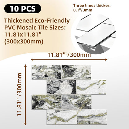 Havenly Peel and Stick Backsplash Tile for Kitchen & Bathroom Walls (White, 10 Tiles - 9.7 sq. ft. (0.9 m²))