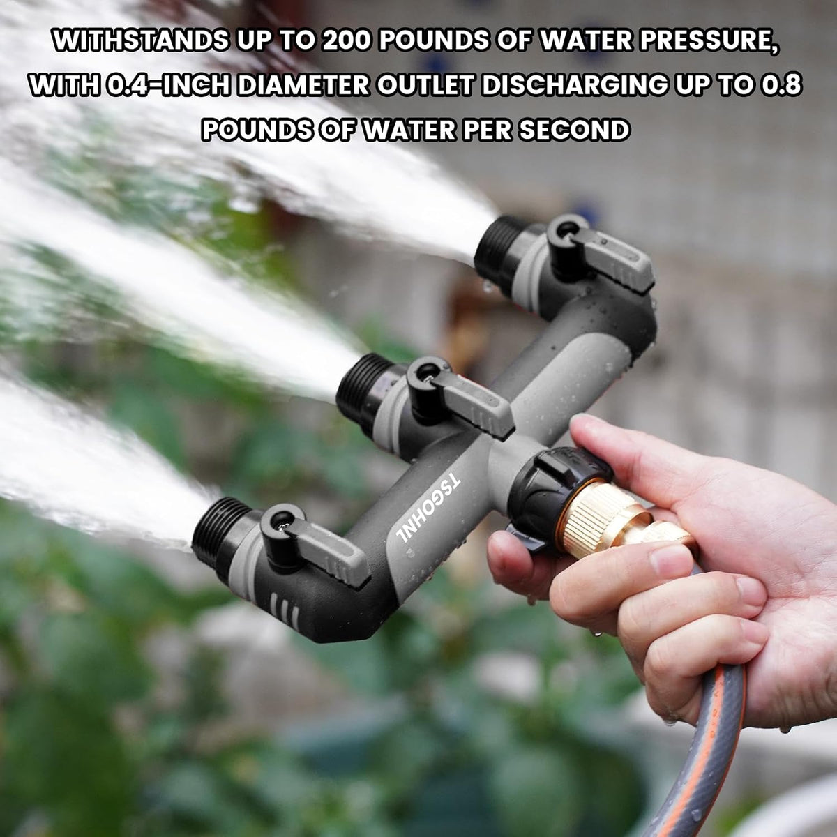 3 Way Garden Hose Splitter, High Flow Outdoor Faucet Splitter with 3 Independent Shut Off Valves, Wide Spacing for Timers, Standard 3/4" GHT for Lawn Yard Garden Watering
