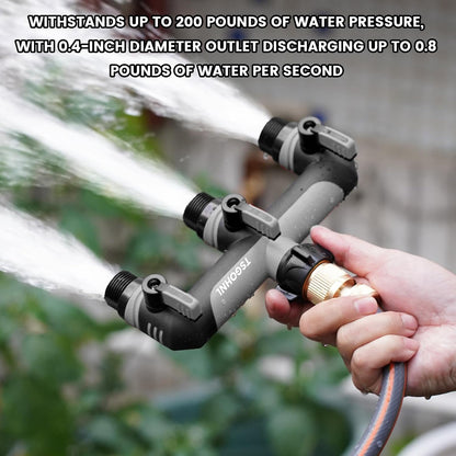 3 Way Garden Hose Splitter, High Flow Outdoor Faucet Splitter with 3 Independent Shut Off Valves, Wide Spacing for Timers, Standard 3/4" GHT for Lawn Yard Garden Watering
