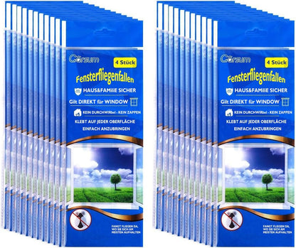 Garsum Window Fly Traps Indoor, Fly Paper Bug Sticky Strips, House Fly Killer Window Decal Non-Toxic，12 Pack
