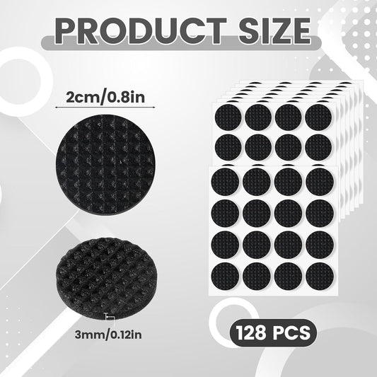 128 Pcs Non Slip Furniture Pads, 3/4 Inch Round Anti Slip Furniture Pads, Self Adhesive Rubber Anti Skid Grippers, Chair Leg Floor Protectors for Hardwood Floors, Keep Furniture in Place