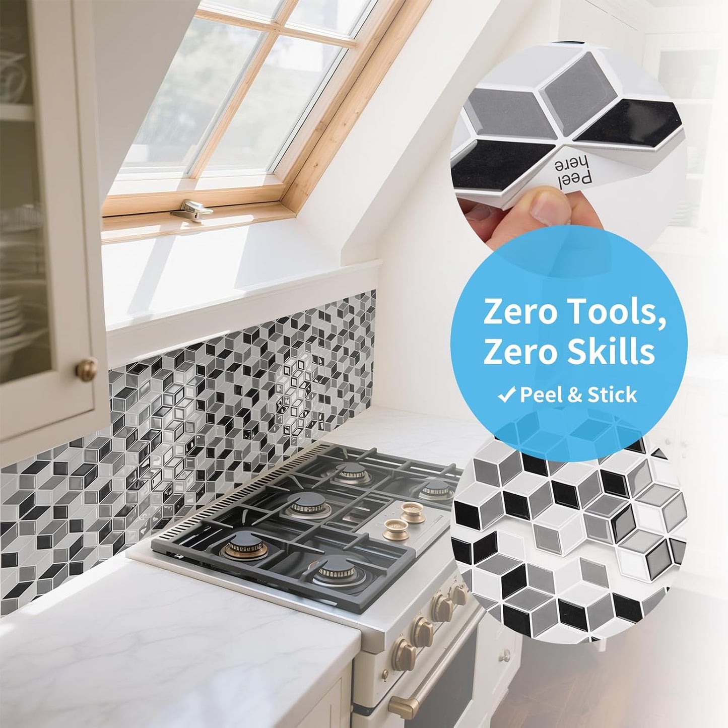 Art3d 10-Sheet Peel and Stick Backsplash Tiles, 12x12 Inch Self-Adhesive 3D Wall Tiles for Kitchen, Bathroom, Countertop - Thickened Waterproof Design (Graphite Gray)
