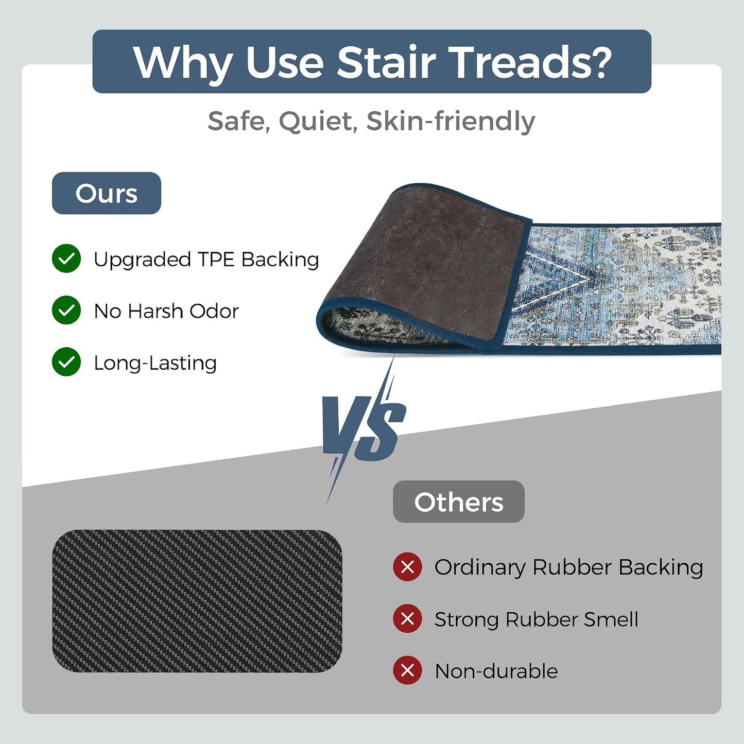 sarben Non Slip Stair Treads for Wooden Steps 15PCS - 8"x30" Indoor Safety Carpet, Edging Mats with TPE Adhesive Backing, Pet and Elderly Friendly Stair Rugs (Taupe) - Colors A