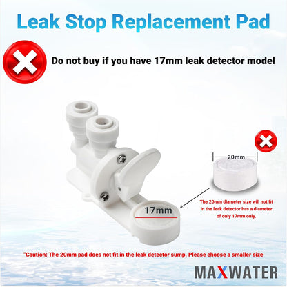 Max Water Replacement Pads for Automatic Leak Detectors in Under Sink Reverse Osmosis Water Filtration Systems - Replacement Pads Only 0.78" (20mm) Diameter (Pack of 2)