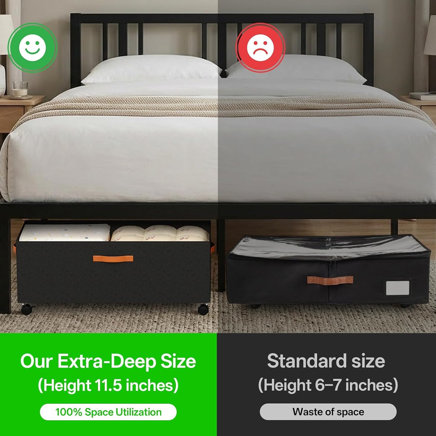 Under Bed Storage with Wheels 39inch, Extra Long Under Bed Storage Bins, Low Profile Under Bed Storage 5.5inch Height No Assemble Storage Containers, Under Bed Shoe Storage with Lids
