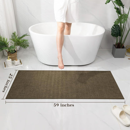 chakme Bathroom Rugs Mat 24x17, Ultra Thin Non Slip Bath Mat Small Quick Dry Absorbent Bath Mat for Bathroom Floor, (Dark Beige, 24"x17")