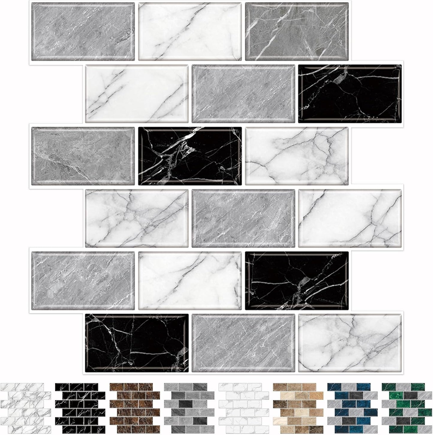 URCOLOR 10-Sheet Stick on Backsplash for Kitchen,12"x12" Peel and Stick Self Adhesive Wall Tiles Back Splashes for Bathroom Brown Marble Look
