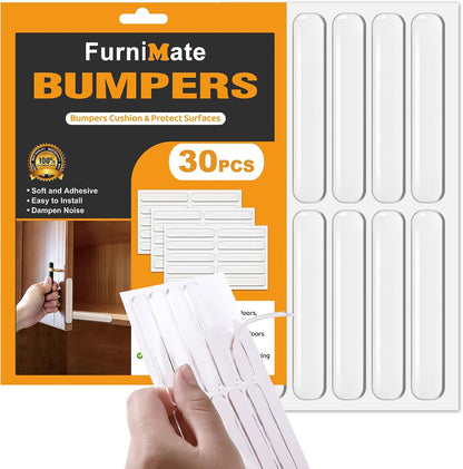 4PCS Long Furniture Bumpers - Wall Protector Guards, Fridge Door Stopper, 5.5x0.7x0.2inches