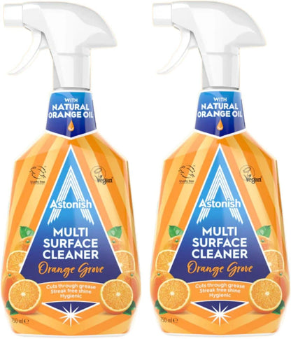 Astonish Specialist Multi Surface Cleaner - Orange Grove Scented Heavy Duty Kitchen Cleaner - Cruelty Free Formula Cuts Through Grease And Stains On Kitchen Surfaces & Oven Doors, 750ml Spray Bottle