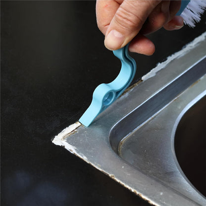 Slick- Window Track Cleaning Brush, 2 Pack, Blue Ergonomic Handle | Built-in Scraper, Multipurpose Window Track Cleaning Tool for Sliding Doors, Windows, Corners, Dust, Dirt & Narrow Gaps