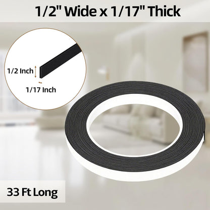 Foam Weather Stripping Door Seal,1 Inch W x 1/17 Inch T x 33 Feet White Window Sealing Tape，Single-Sided Self-Adhesive Insulation Sealing Strip