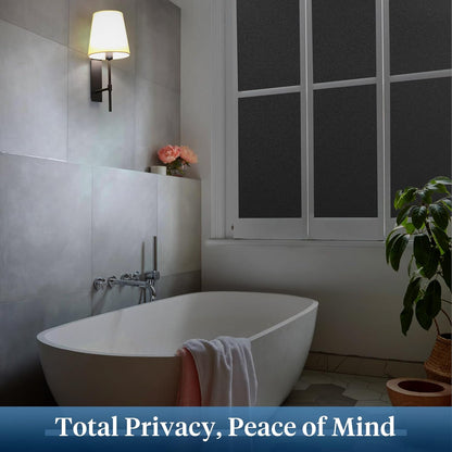 Haton Reeded Glass Window Privacy Film, Static Cling Non-Adhesive Frosted Film, UV Blocking Heat Control Removable Window Sticker for Bathroom Door Home Office, 17.5" x 78.7"