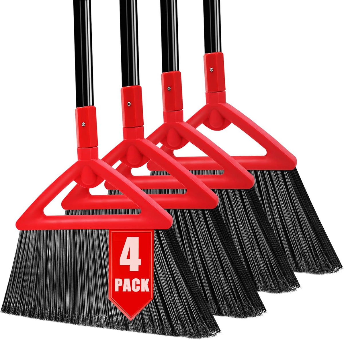Heavy Duty Broom Outdoor and Indoor, 2 Pack Upgraded Commercial Angle Brooms, Perfect Yellow Broom of House, Kitchen, Garage, Courtyard