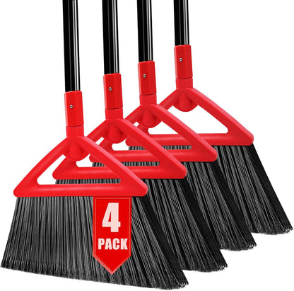Heavy Duty Broom Outdoor and Indoor, 2 Pack Upgraded Commercial Angle Brooms, Perfect Yellow Broom of House, Kitchen, Garage, Courtyard