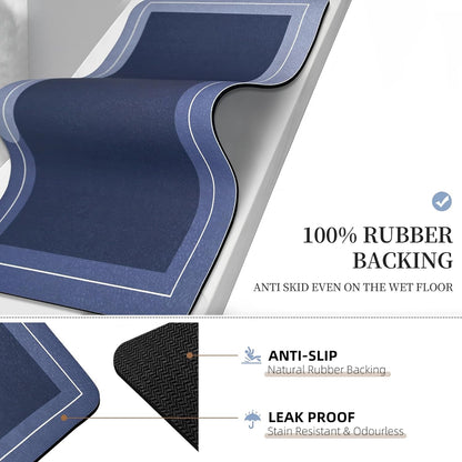 Diatomaceous Earth Bath Mat Super Absorbent Quick Dry Bath Mat, Bathroom Rugs Non Slip Washable, Thin Dark Gray Bathroom Floor Mats-Shower Rug for in Front of Bathtub Shower, Easy Care, 15.7"x23.6"