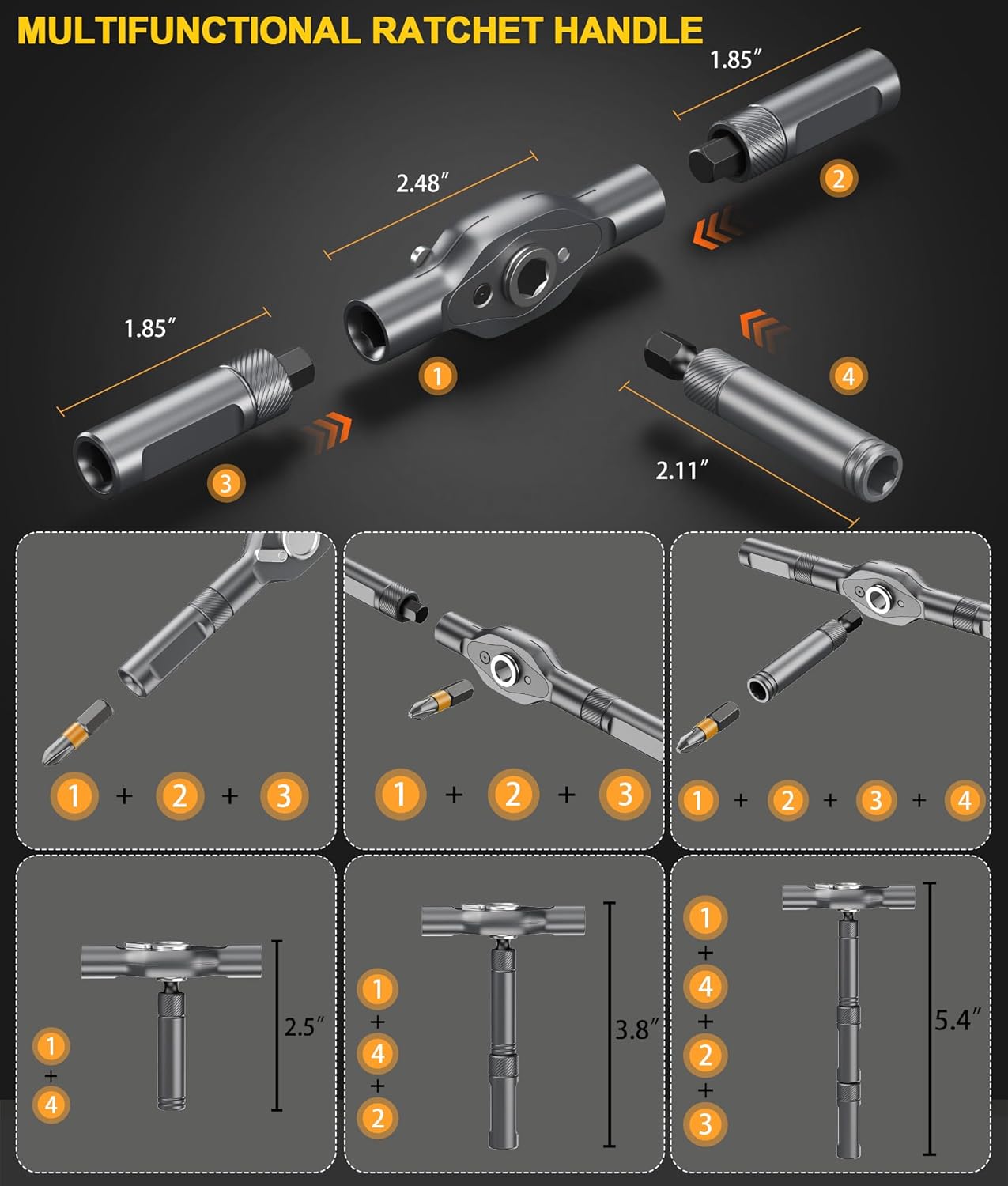 24 in 1 Magnetic Ratchet Screwdriver Set – Multi Bit Precision Repair Tool Kit with Detachable Handle, S2 Steel Bits, Portable Storage Case for Furniture, Computer, Bicycle, Electronics