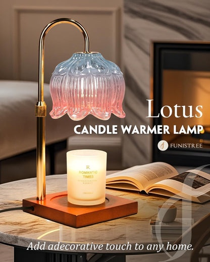 Funistree Flower Candle Warmer Lamp with Timer & Dimmer, Adjustable Height Candle Warmer, Christmas Birthday Gifts for Women Mom, House Warming New Home Decor, Wax Warmer with 2 Bulbs for Jar Candles