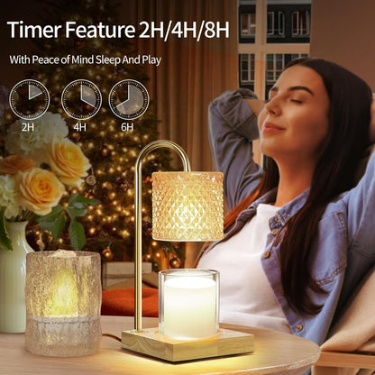 TigQiang Candle Warmer Lamp with Timer Dimmer, Birthday Gifts for Women Mom, House Warming Gifts, Elegant New Home Decor, Wax Warmer for Jar Candles, Heater Lamp for Scented Wax, Clear Glass