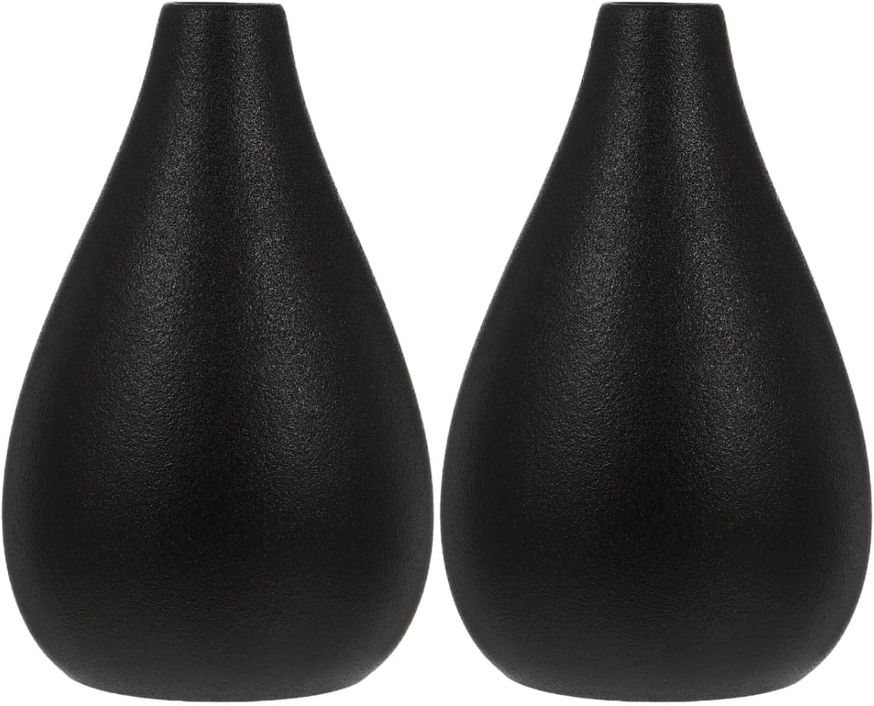 VOSAREA Small Black Vase Set of 2 Rustic Ceramic Flower Vases for Home Decor Minimalist Tabletop Accent for Desk Bookshelf Windowsill 4.13 X 4.72 X 2.36 in