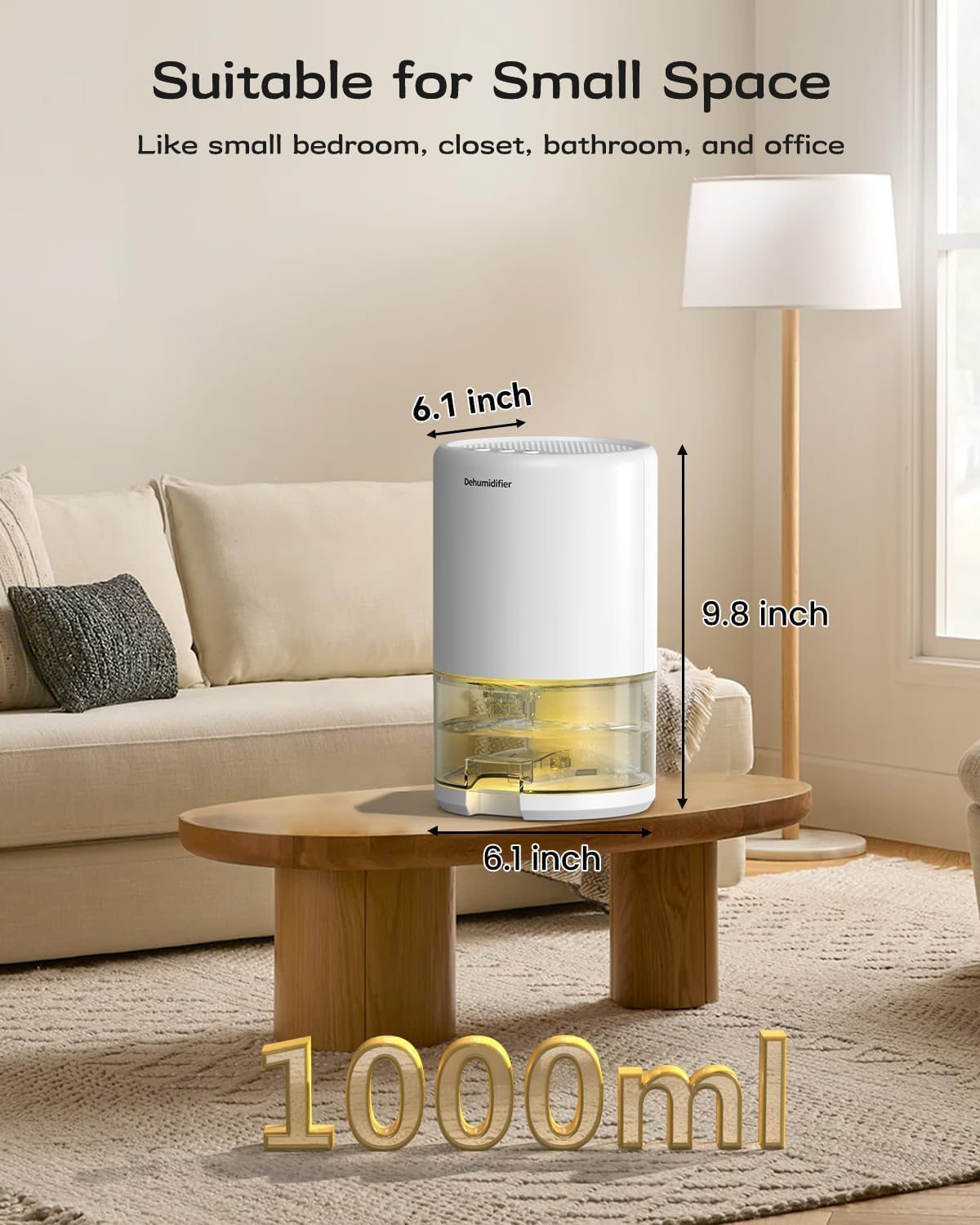 Dehumidifier, 35 oz Small Dehumidifiers for Home, Bathroom, Bedroom, Closet, Ultra-Quiet with Sleep Mode, 7 Color Lights & Auto Shut Off, Compact & Portable for RV, Rooms, Basement, Energy Saving